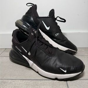 Nike Men’s Air Max 270 React Black with White Accents golf shoes